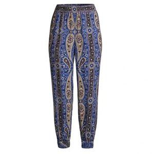 NWT Kobi Halperin Tristin Azure Multicolor Paisley Print Harem Jogger Pants XXL